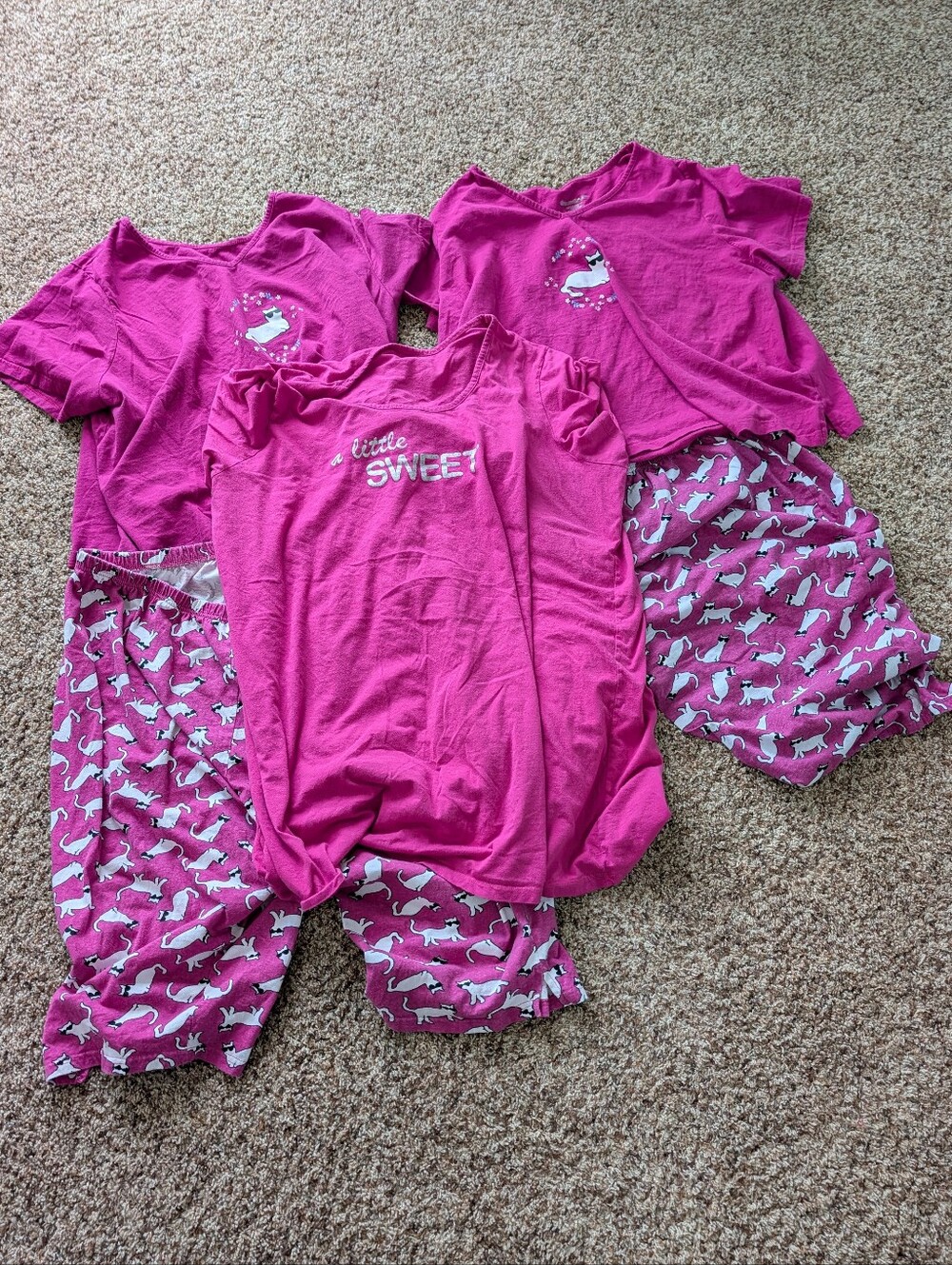Dreams & Co Pink Cat PJ Lot 2X - 2 Sets Plus Sleepshirt